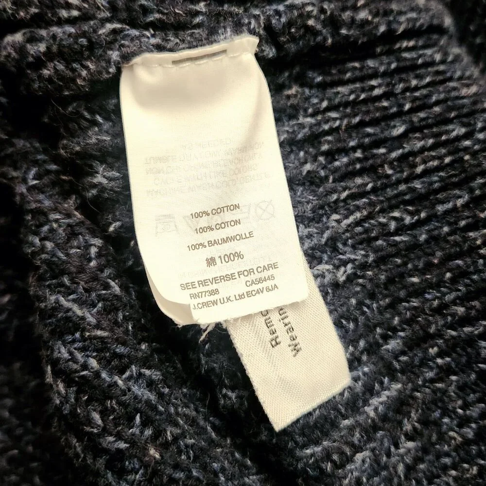 J Crew Sweater Mens L Blue Heritage Cable Knit Heavy Pullover Black Label Preppy